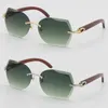 Wholesale Selling Style Rimless Optical 8200762 designer Sunglasses High quality Unisex Decor Wood frame outdoors driving