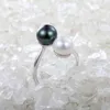 3 Colors Natural Freshwater Cultured Pearl Ring for Women Gifts Accesories Double Gemstone Fashion Jewelry FEIGE 211217