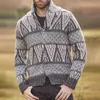 EBAIHUI, cárdigan de punto para hombre, estampado de cuello vuelto, suéter de invierno para hombre, sudadera gruesa cálida abotonada, prendas de punto de retales