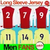 Długie rękaw Gunners Home Red Soccer Jersey 21/22 S A K A Daleko Yellow Piłka Nożna Koszula 2021/2022 Numer piłki nożnej mężczyzn Dorosły + Nazwa odtwarzacza
