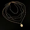 Mode pendentif colliers bouddha femmes alliage 5 multicouche sud-américain 18 carats plaqué or chaînes à maillons collier ras de cou bijoux cadeau