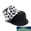 Nova Moda Reversível Preto Branco Vaca Print Bucket Chapéu Panamá Verão Sun Caps para Mulheres Homens Hat Chapéu de Fábrica Preço Especialista Qualidade Qualidade Mais Recente estilo Original