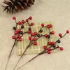 Dekorativa Blommor Kransar 1pc Artificiell Pine Cone Red Berry Bouquet Flower Branch Bubble Christmas Tree Decoration Home Party Decor Fest