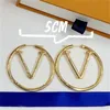 Mode kvinnor hoops örhängen designer stor cirkel enkel örhänge för kvinnor lyx smycken brev kärlek guld öron studs storlek 3-5cm