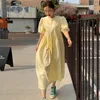 vinatge女性ロングドレス夏のカジュアルなパフスリーブ特大エレガントな韓国の女性ルーズヴェステッド9941 210512