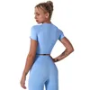 Daiyic Vrouwen Seamlyoga Set Korte Mouw Crop Top Hoge Taille Sport Leggings Active Wear Gym Suit Training Kleding voor Dames X0629