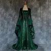 Casual jurken Cosplayjurken Vintage Middeleeuws Gewaad Flare mouw Tot de grond Effen Kleur Grote manchet Maxi Feestkostuum Voor Hallowe4060621