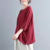 Vêtements coréens femmes vêtements harajuku épaules dénudées pour chemise rouge décontracté solide col rond manches chauve-souris 3239 50 210510