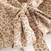 Женщины Boho Старинные шикарные Летние ремень Вершины леопарда Print Camis Мода бабочка галстук без спинки Эластичная пляжная рубашка Blusas Mujer New 210422
