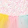 Meisje jurken geboren baby meisje prinses jurk meisjes eerste verjaardag outfit regenboog Pasen lovertjes tutu peuter kostuum