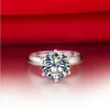 Cluster Rings 3Ct Round Cut Solitaire Engagement Ring For Women 925 Sterling Silver Gorgeous Female