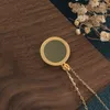 Chinese Retro Court Style Design Jade Inlaid Round Gold Lotus Pendant Classic Lady Necklace Jewelry Gift Necklaces