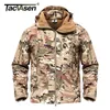 TACVASEN Army Camouflage Airsoft Jacket Mens Military Tactical Jacket Waterproof Softshell Outwear Coat Windbreaker Hunt Clothes 210927