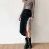 WOMENGAGA Spring Summer Femmes Slim Taille Haute Taille Hip Split Jupes Coréenne Longue Jupe Sexy Cuisses Exposées 7HWZ 210603