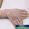 Gants d'été en coton pour femmes sans doigts demi-doigt anti-dérapant Protection solaire impression à pois fins gants de conduite courts