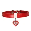 Colares de cão de estimação com Diamond Heart Bell Moda PU Couro Animais de Estimação Cães Gato Collar Gola Ajustável Strap SN3867