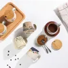 Vintage Coffee Mug Unique Japanese Retro Style Ceramic Cups, 380ml Kiln Change Clay Breakfast Cup Creative Gift for Friends 210804