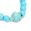 European Popular Sea Turtle Beaded Bracelets For Women Men Classic 8MM Turquoise Lava Stone Elastic Luck Strand Buddha Bracelets Summer Beach Jewelry