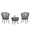Stati Uniti Fotografia Giardino da giardino moderno moderno tavolo e sedia in tessuto cintura corda intrecciata intrecciata intrecciata mobili per tessere mobili girevole 3pcs sedia rattan A25
