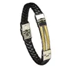 Charme pulseiras tecidas corda de couro envolvendo estilo vintage clássico bracelete de aço inoxidável design genuíno DIY customizatio