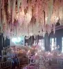 Ny Hydrangea Simulering Rattan Festival Hängande Wisteria Flower String Wedding Decoration Arrangemang