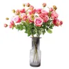 Fake Flower Long Stem Rose (6 Heads/Piece) 12" Length Simulation Autumn Roses for Home Decorative Artificial Flowers