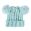 Beanies 13 Styles Baby Girls Sticked Cap Kids virkning Pompom Beanie Hats Double Fur Ball Hats Barn Knit utomhusmössor Kidtillbehör