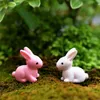 NUOVOMini simpatico coniglietto rosa coniglio bianco Tuzki Pasqua in miniatura accessori per giardino fatato figurine bonsai bottiglia di muschio micro paesaggio RRD11964