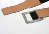 cinturini neri moda cinture elastiche per le donne vestono la vita larga sigillo HOT strass argento rettangolo fibbia cintura elasticizzata G220301