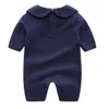 Little Bee Newborn Baby Boy Girl Romper White Dark Blue Cotton Jumpsuits Lapels Long Sleeved Infant Toddler Clothes1131629