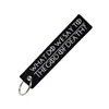 Keychains WHAT DO WE SAY TO THE GOD OF DEATH Keychain For Motorcycles And Cars Embroidery OEM Key Chain Keyring Tags Fashion Llaveros