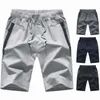 夏洗いたショートパンツ男性古典的な膝丈のソリッドカラーパンツ高品質プラスサイズのビーチブランドの汗をかく210716