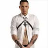 Homens punk corpo de couro bondage para moda na moda cintura cinto cinto cadeia o anel correias pretas com conjuntos de sutiãs masculinos de prata