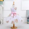 Girl Evening Dress Beautiful Textile Printing American Cross Border Flower Summer Small Clear Korean Print High Grade Kids Clothes For Girls Aged 1 To 8 Years