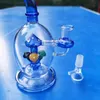 8 pouces champignon Bong Perc Base verre tuyau d'eau bleu narguilé tabac fumer barboteur tuyaux de fumée Bongs bouteilles 14mm bol