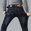 Jeans da uomo stile classico nero blu vestibilità regolare pantaloni business casual in denim elasticizzato pantaloni di marca maschile 211108