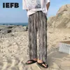 IEFB Plissierte Eisseide-Hose mit weitem Bein für Herren, koreanischer Trend, lange Hose, Sommer, leichte, lockere, lässige, gerade Hose 9Y7215 210524