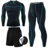 الرجال مجموعة الشتاء الحرارية داخلية ضغط الجوارب الرياضية t- شير + طماق السراويل العلامة التجارية العرق رياضة الملابس الركض البدلة 211123