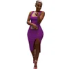 Sexy Sleeveless Women Midi Dress Fashion Summer Solid Color Skinny Stretchy Bodycon Pencil Dresses Clubwear Plus Size