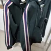 Män Jacka Letter Print Zipper Coat Höst Vinter Casual Hip Hop Outdoor Contrast Färg Topp Vår Loosed Fashion Stripe Kläder