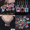 Pendant Necklaces & Pendants Jewelry Topgrillz Iced Out Bling Gem Stones Solitaire Necklace Infinity Solid Back Cubic Zircon Hip Hop For Gif