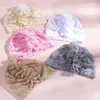 Neonato Fiore Pizzo Turbante Cappelli Neonato Toddlers Berretto berretto Doccia Regalo Puntelli per foto rosa, bianco, grigio