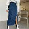 Nomikuma Coréen Zèbre Rayé Jeans Jupe Taille Haute Split Casaul Femmes Demin Jupes Nouvelle Mode Bas Mujer Faldas 6D749 210427
