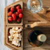 Yemekler Tabaklar Ayrılabilir Şarap Piknik Masası Taşınabilir Mini Servis Tabağı ile 4 Hücreli Ahşap Goblet Tutucu Seyahat Beach Hogard