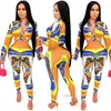 Womens High Waist Pants Sportswear New Digital Printing Shirts Suit Business Leisure Long Sleeve Two Piece Tracksuits Fall And Winter Clothes