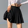 IAMSURE Preppy Style Casual Letter Embroidered 90s Pleated Skirt Korean Streetwear Fashion High Waist Mini Skirt For Women Y0824