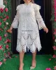 Roupas étnicas Vestidos africanos para mulheres 2021 Primavera Verão Branco Midi Renda Vestido Senhoras Elegante Dashiki Print Robe África