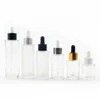 Clear 30 ml 60 ml 80 ml Bouteille de verre à huile essentielle pour le flacon de bouteilles réutilisables sériques