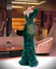 Lyxig kvällsklänningar Mode Design Side Split Ruffles Tulle Mermaid Prom Klänning Glitter Sequins Pärlor Skräddarsydda Chic Formella Party Gowns CG001
