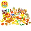 140 stks Snijden Vruchten Groenten Pretend Play Kids Keuken Speelgoed Miniatuur Veiligheidsvoedsel Sets Educatief Klassiek Speelgoed voor kinderen